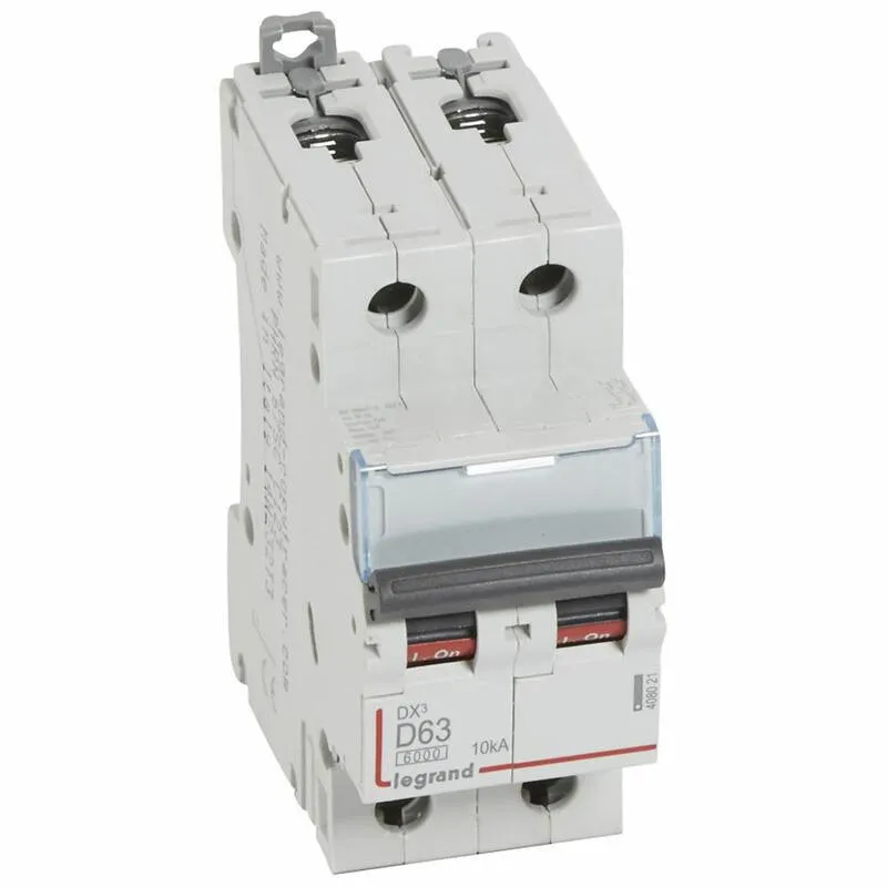 408021 Legrand Disjoncteur 63A 2P Courbe D - 6/10kA DX3 à vis