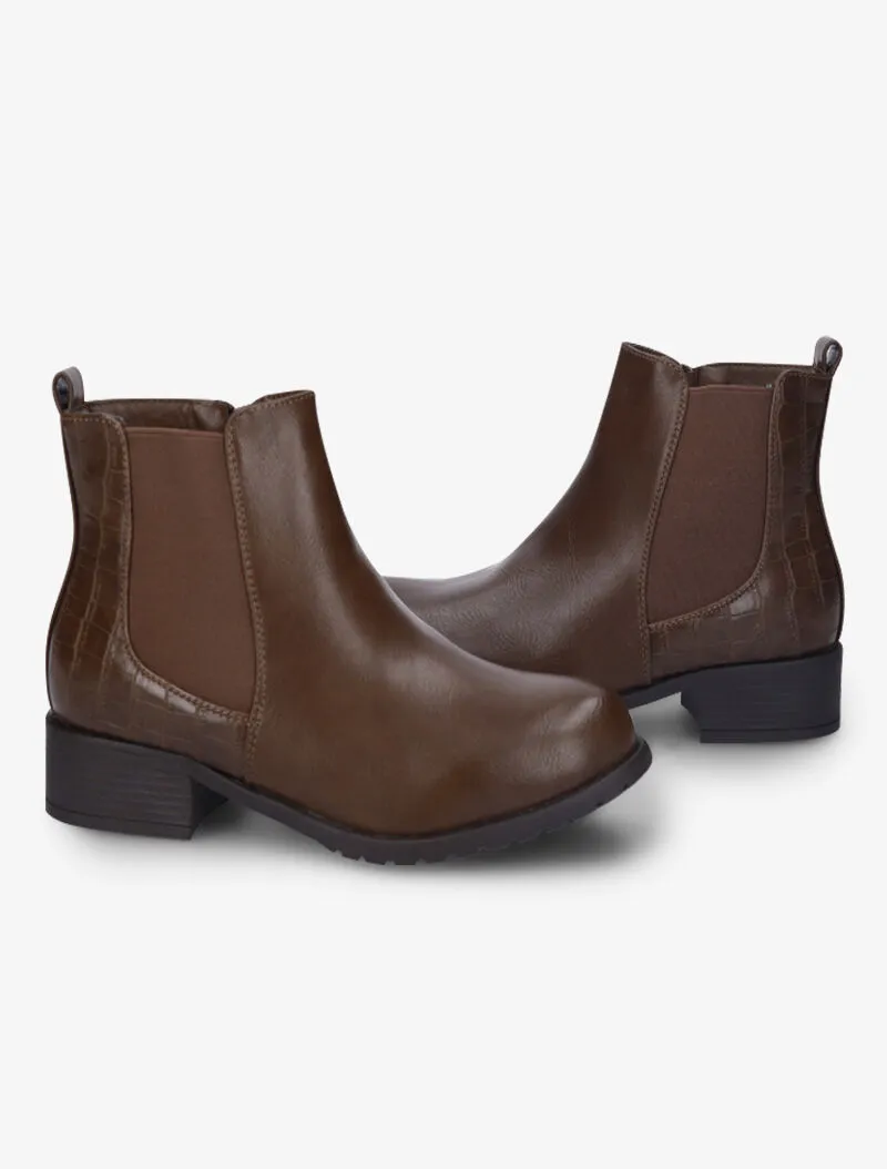 Bottines à contrefort effet croco