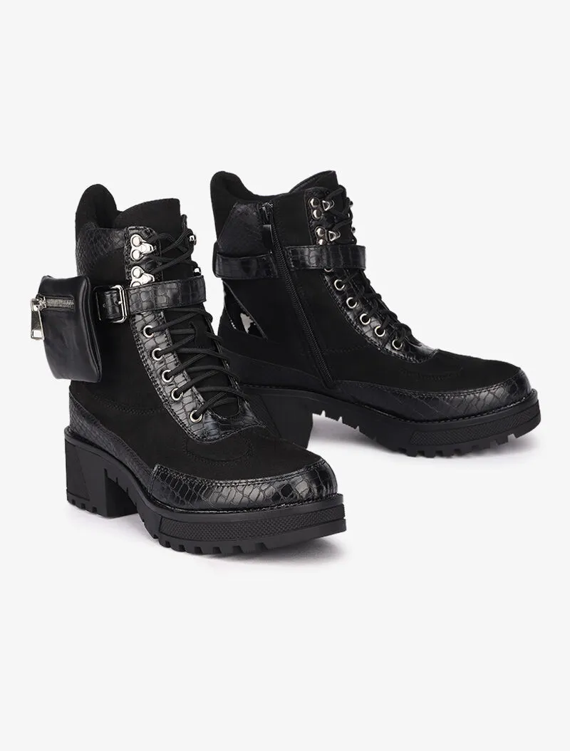 Bottines bi-matière à sacoche amovible - Noir