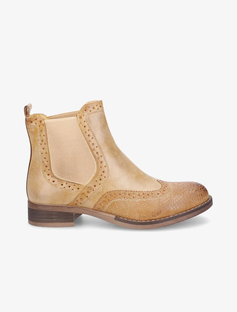 Bottines bi-matière effet patiné