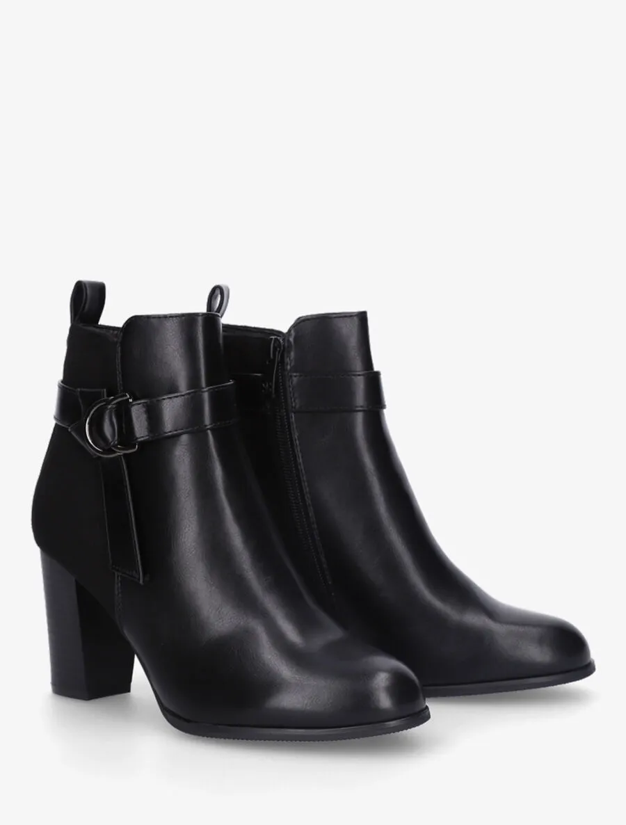Bottines bimatière à talon - Noir