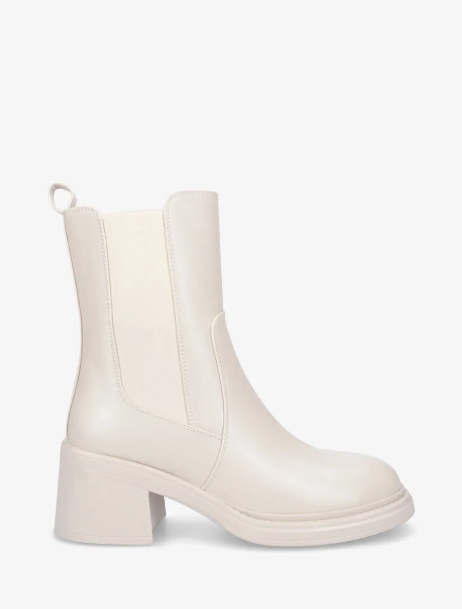 Bottines élastiquées à talon - Beige
