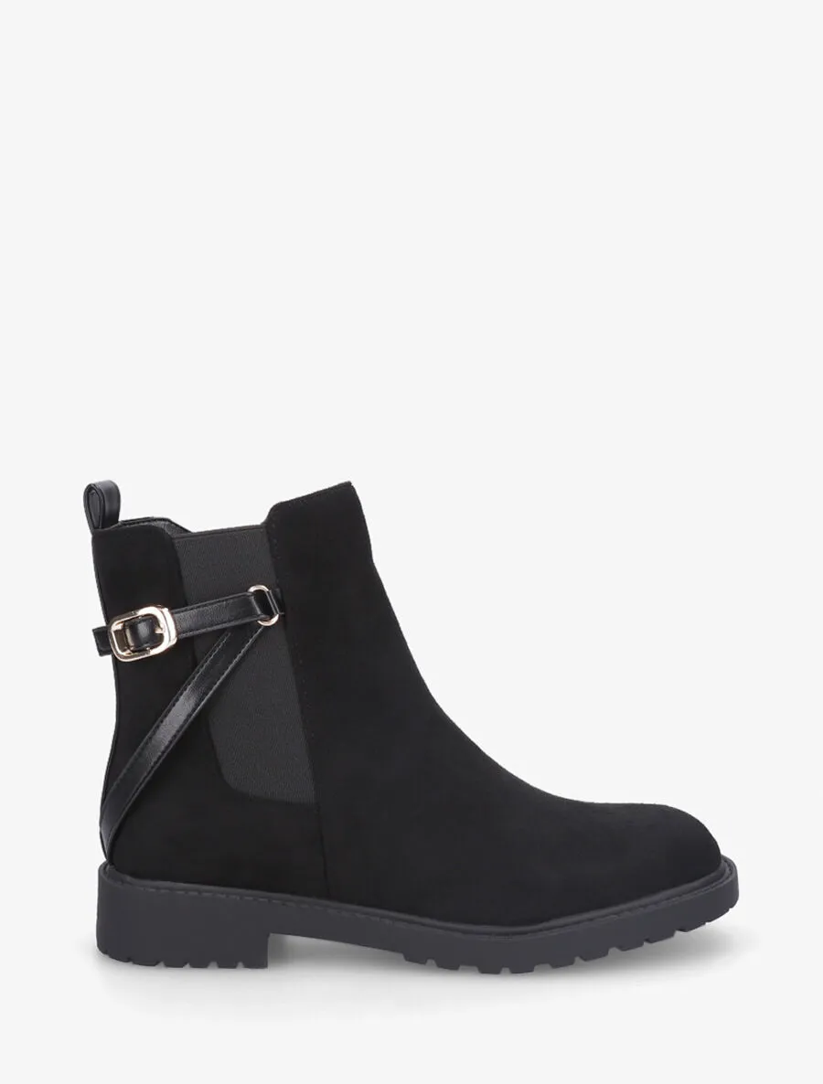 Bottines élastiquées en suédine - Noir