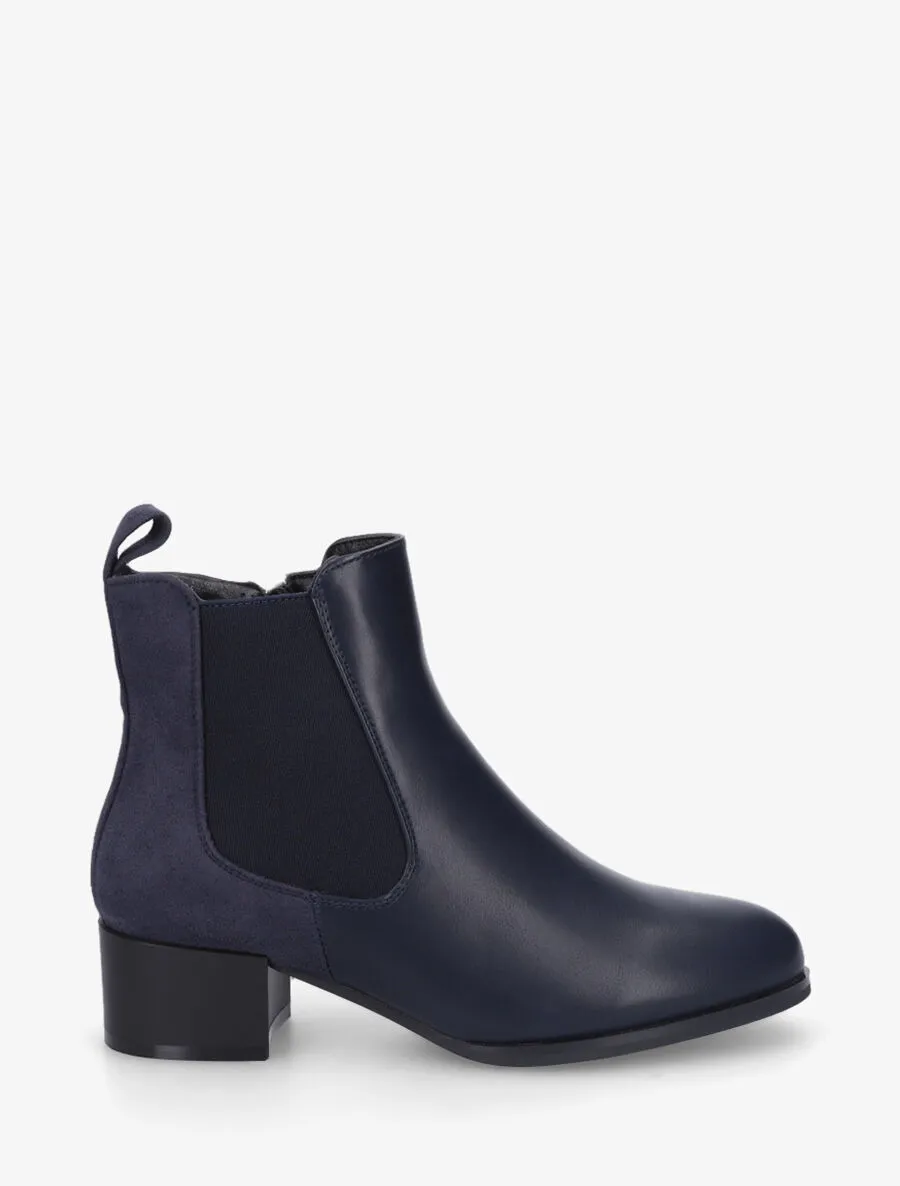 Bottines en simili et suédine - Marine