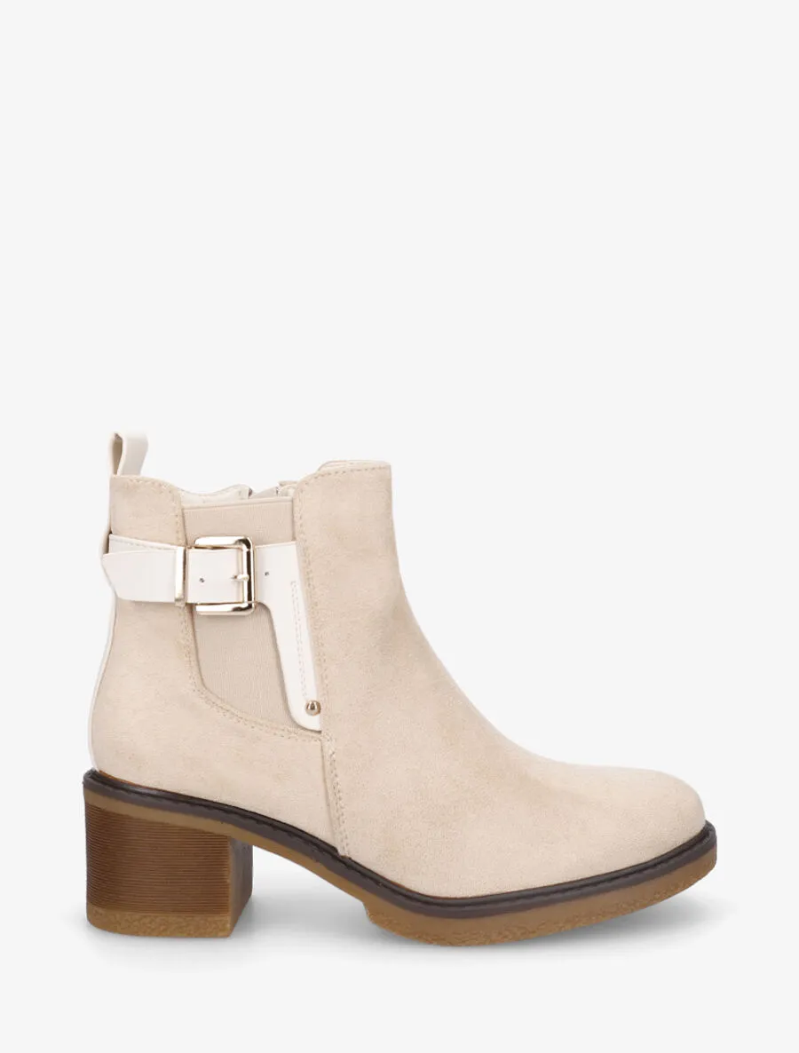 Bottines en suédine à talon - Beige