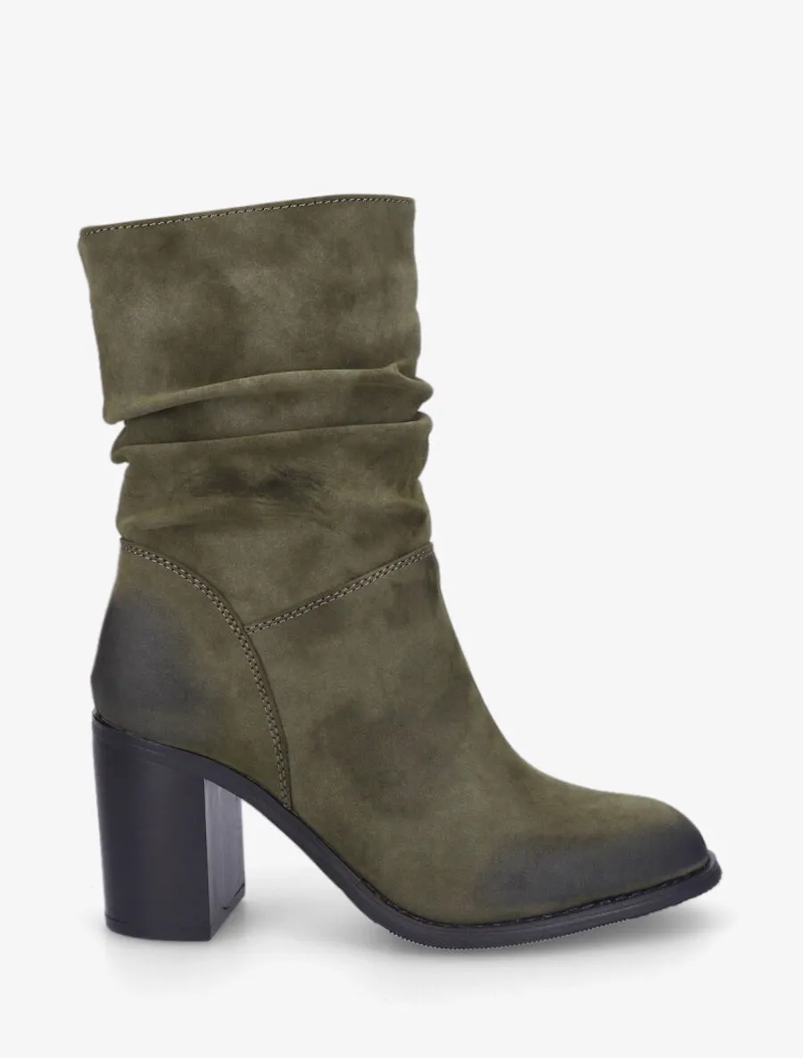 Bottines froncées à talon - Kaki