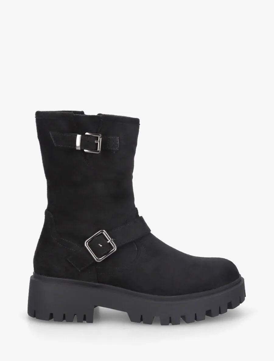 Bottines montantes en suédine - Noir