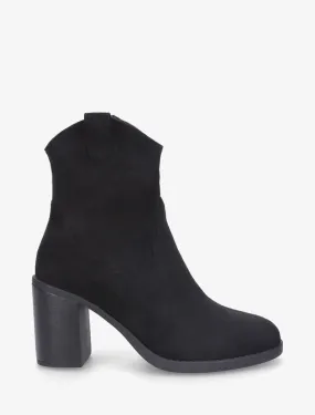 Bottines style santiags en suédine - Noir