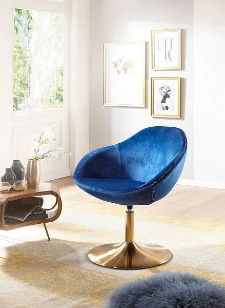 Chaise longue Wohnling velours Sarin bleu / or 70x79x70 cm WL5.920 acheter à bas prix 