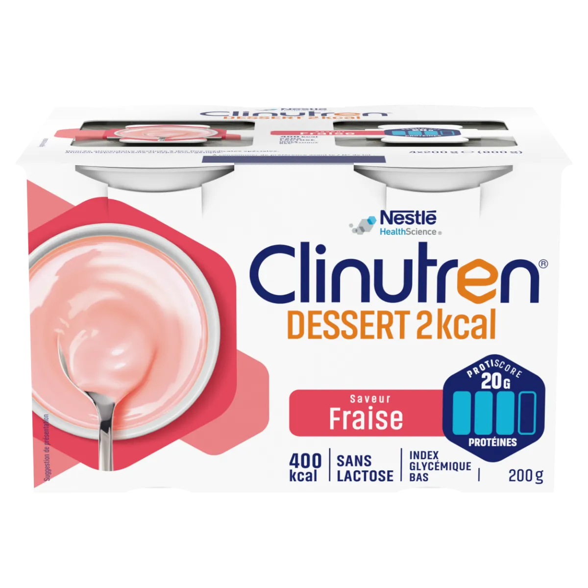 CLINUTREN DESSERT HP/HC+ Fraise 4 x 200g | Nestlé Health Science  - Parapharmacie Boticinal