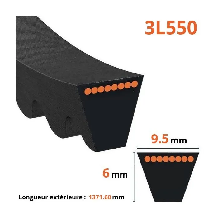 Courroie crantée trapézoïdale 3L550