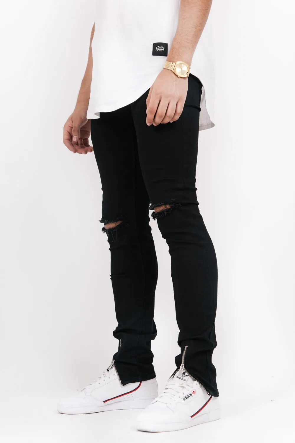 Jean zips avant troué noir