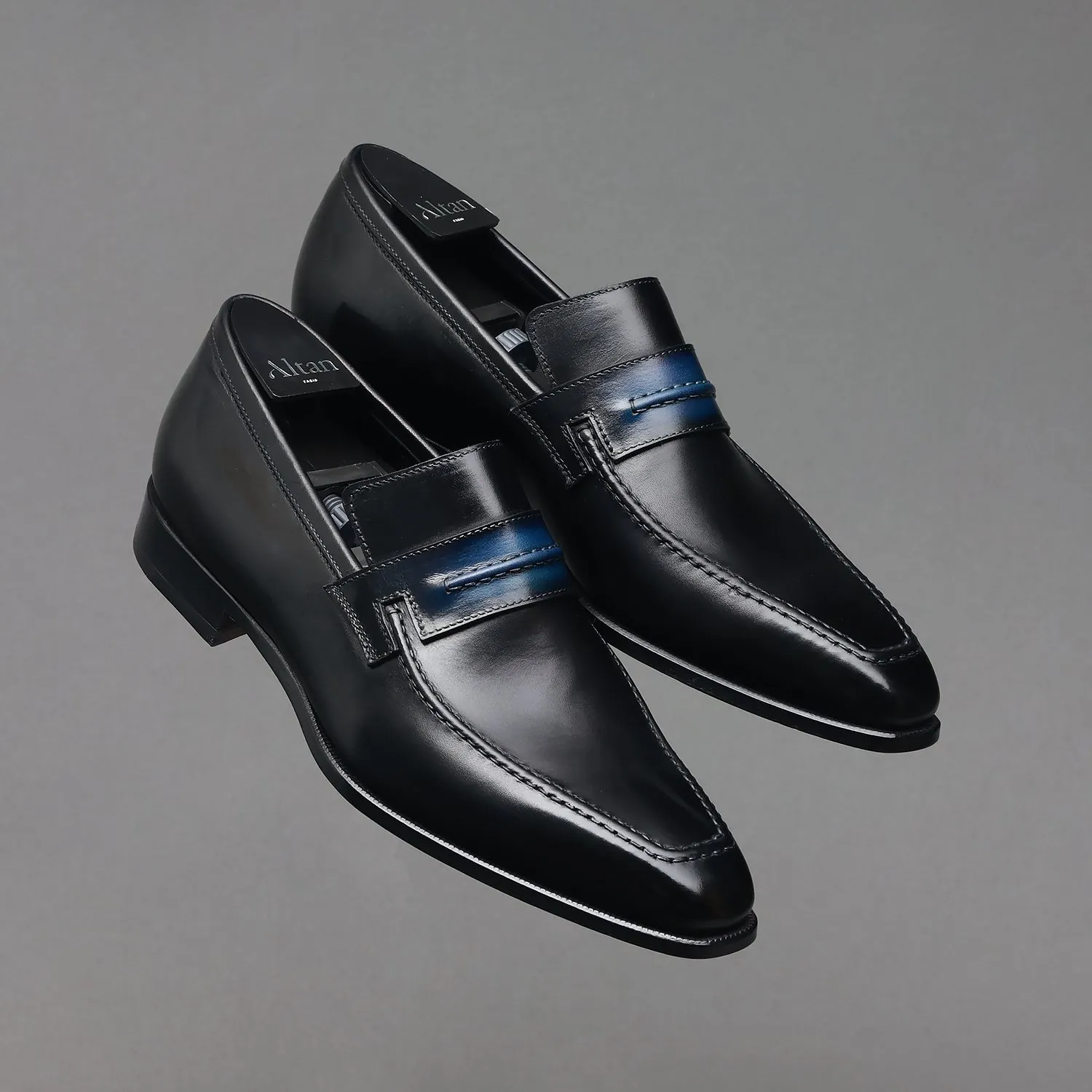 Mocassin Le Lincoln Noir et Strap Bleu