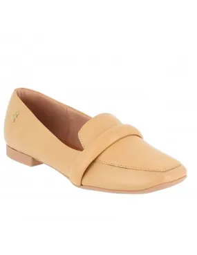 mocassin souple bride matelassée cuir beige rosé