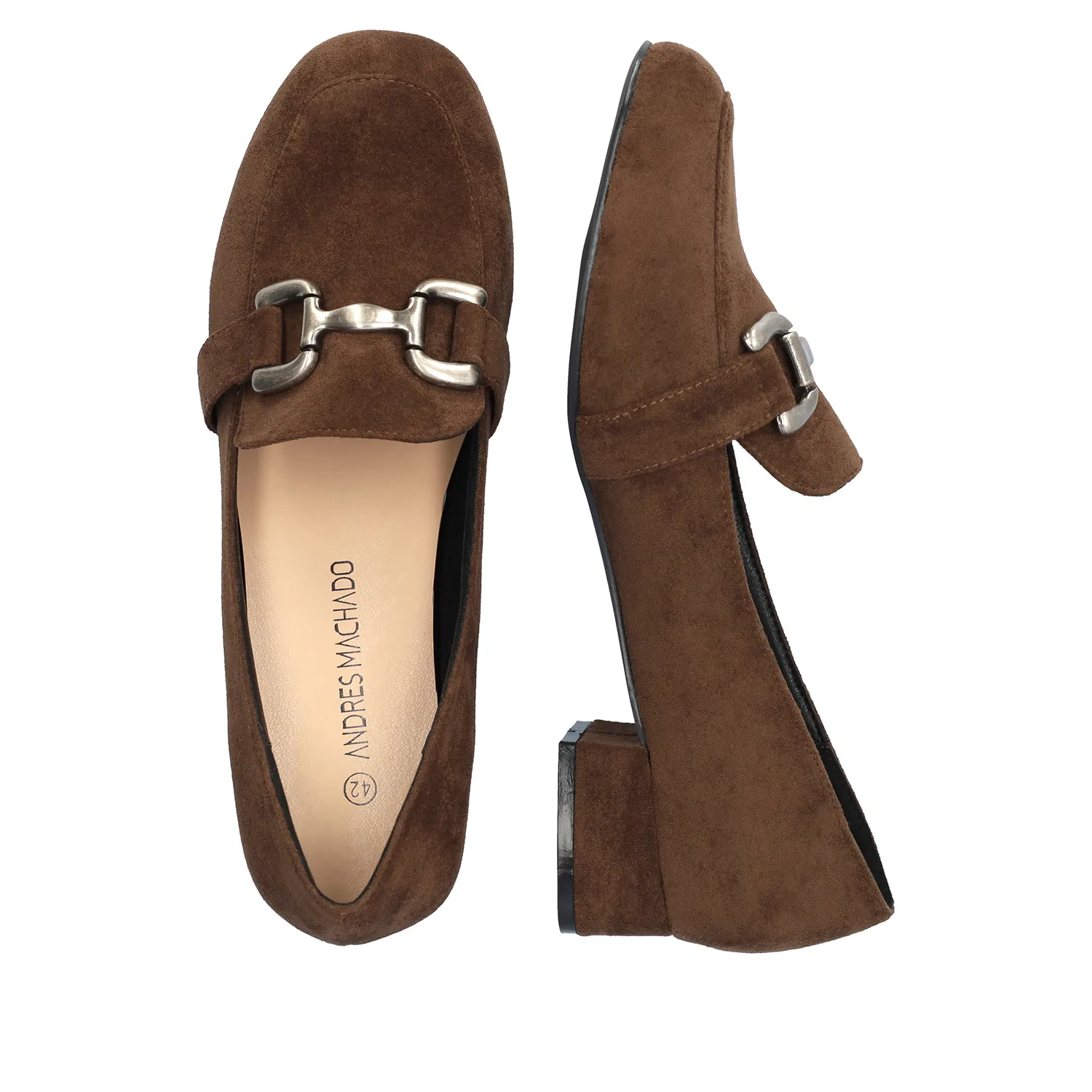 Mocassin à talon en suèdine marron