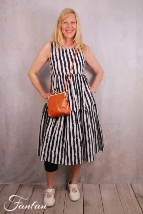 Orientique Robe en coton 51852 rayures bleu navy