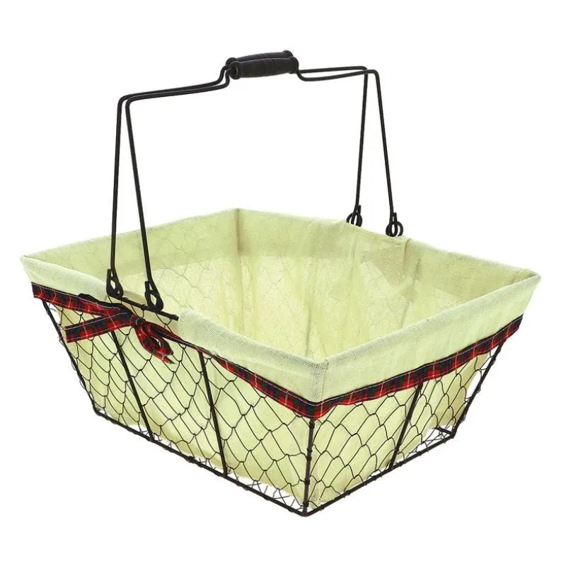 Panier Rectangle Métal et Tissu 380 x 280 mm | Créapak | Charme rustique et polyvalence