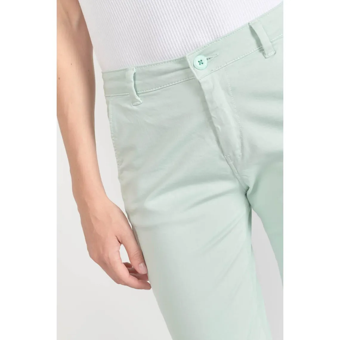 Pantalon chino Dyli3 vert d'eau bleu en coton | 3 Suisses