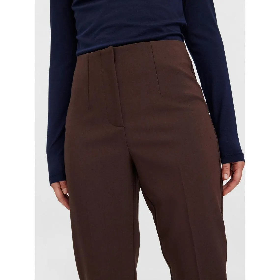 Pantalon Tapered Fit Taille haute Longueur cheville marron | 3 Suisses