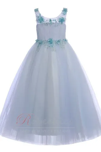 Robe Cortège Fille Appliques Manquant Orné de Rosette Cérémonial