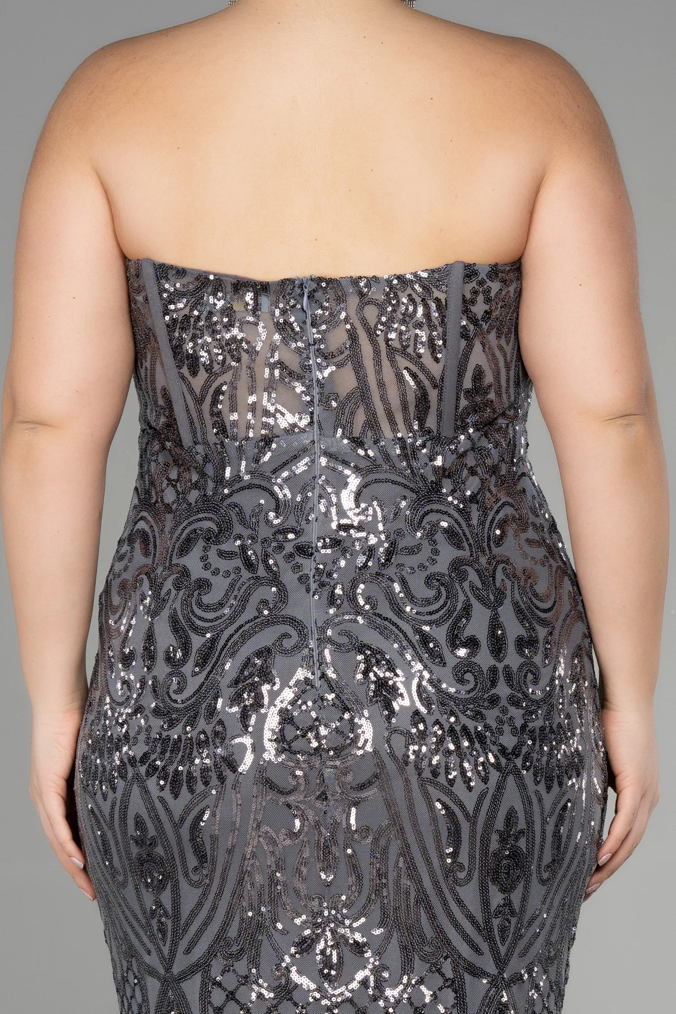 Robe De Fiançailles Grande Taille Longue Squameuse Beige ABU3552