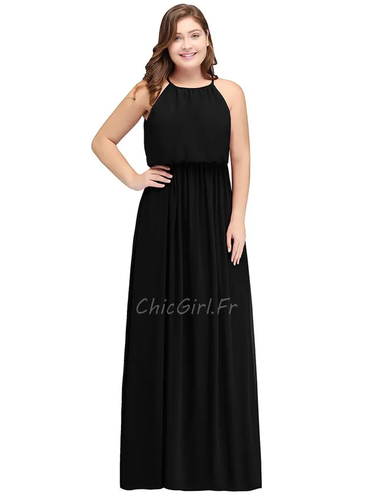 Robe De Soirée Boheme Chic Grande Taille Longue Noire Mousseline