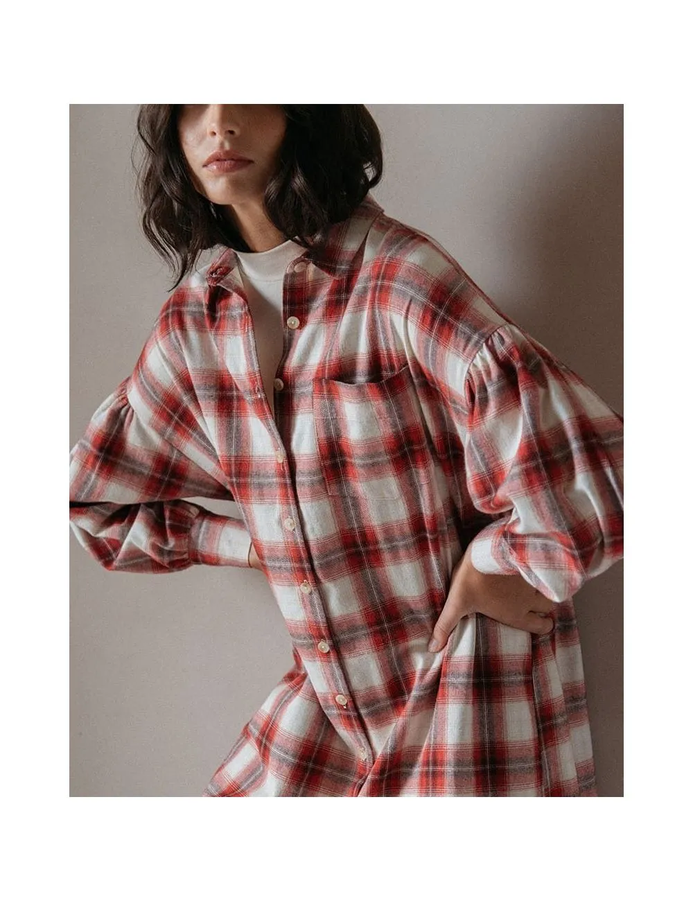 Robe Dorota à carreaux rouges