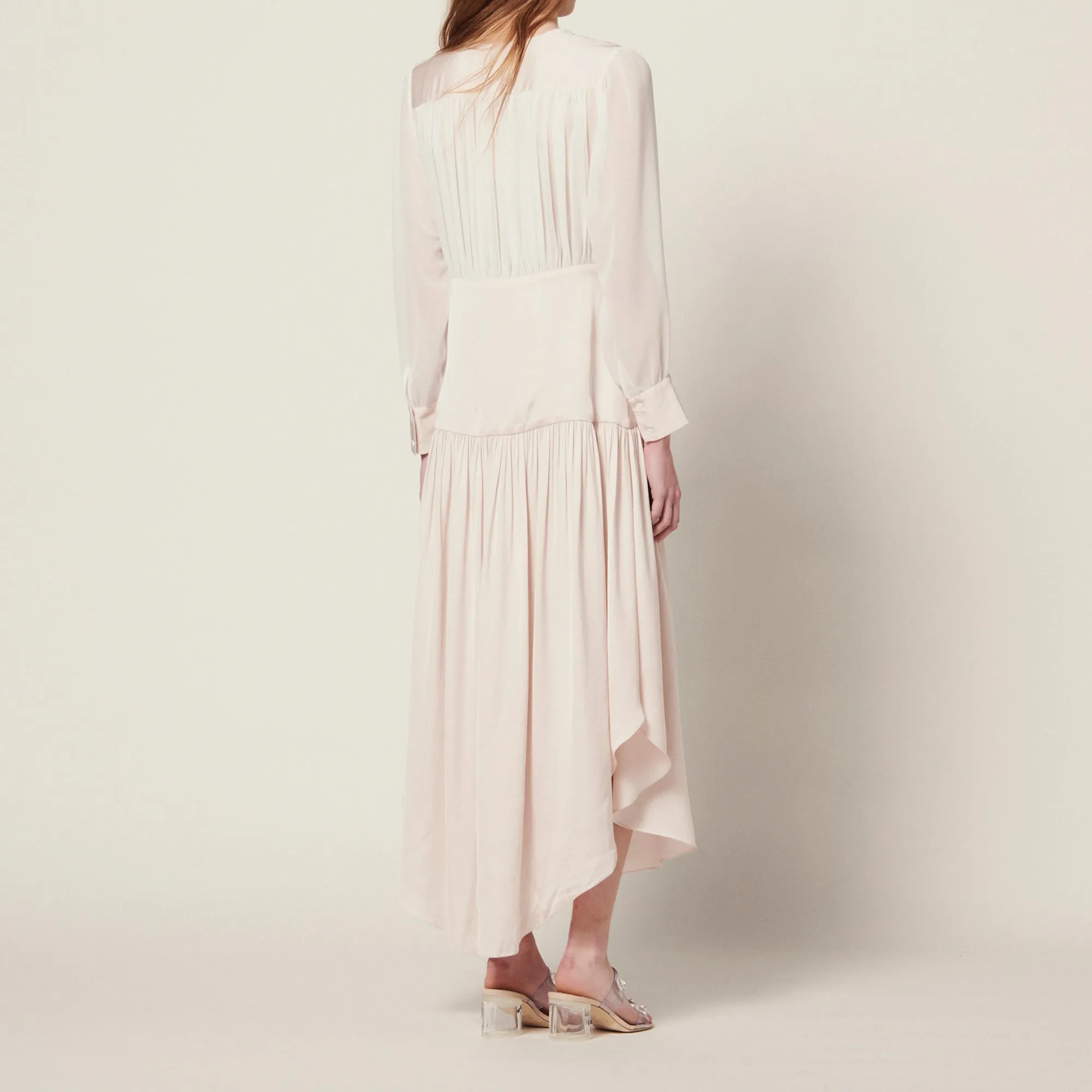 Robe longue asymétrique bi-matière