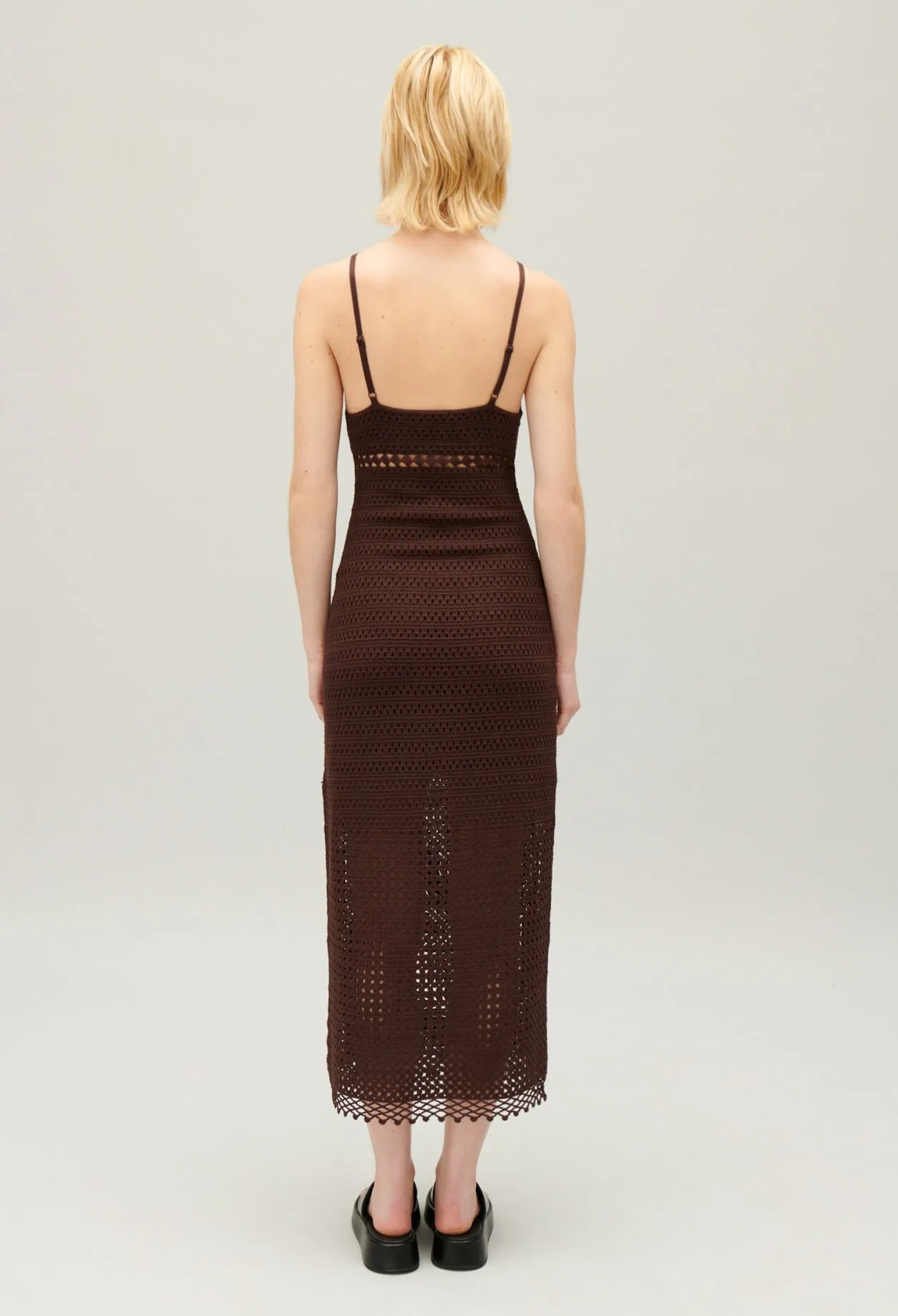 Robe longue crochet marron | Claudie FR