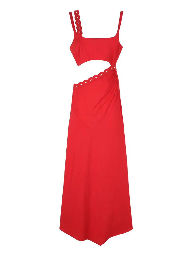 Robe longue effet brassière à galon