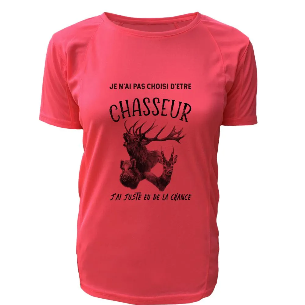 Tee-shirt Chasseresse – Je n’ai pas choisi d’être chasseur j’ai juste eu de la chance