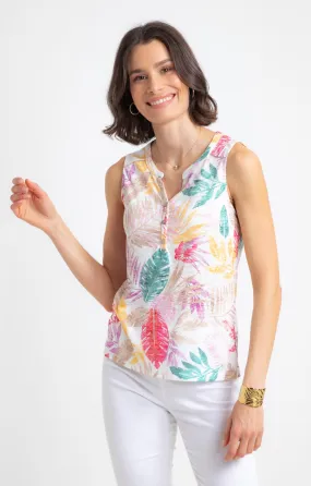 Tee-shirt sans manches imprimé tropical - 23,06 €