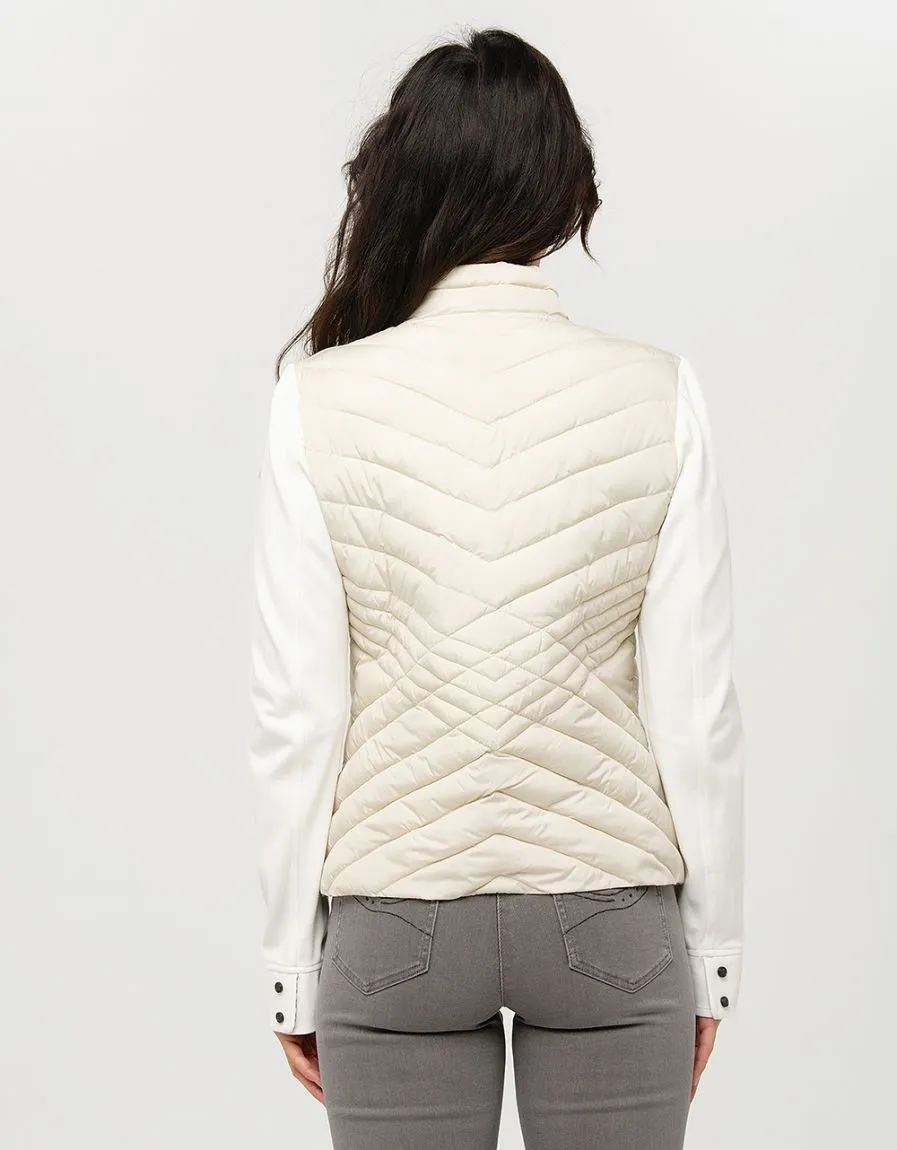 Veste beige bi-matière 