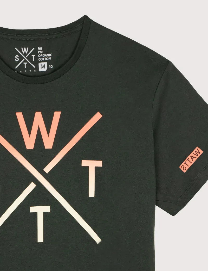 Watts - T-Shirt Manches Courtes Grand Logo Vert